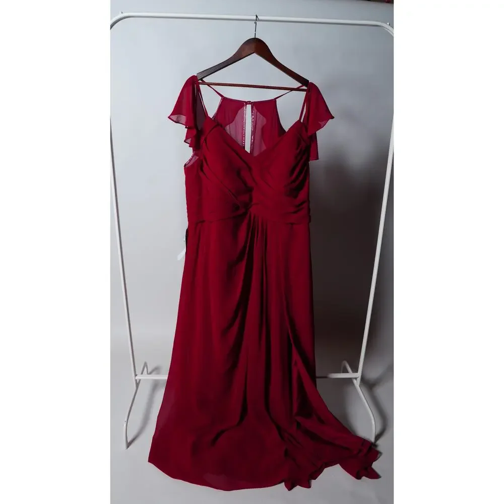 Azazie Dakota Burgundy Bridesmaids Dress Size 24 NWT